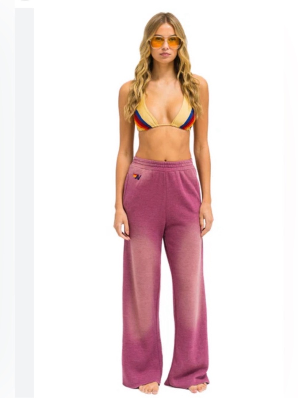 Aviator Nation Pink Wide Leg Sweatpants, size L, NWT